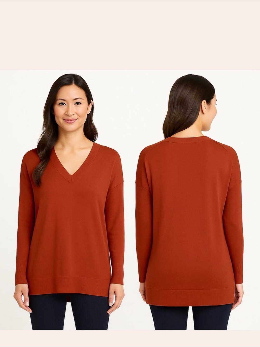 NEW WITH TAGS-Matty M Women's V-Neck Lightweight Knit TunicLength Soft Sweater M